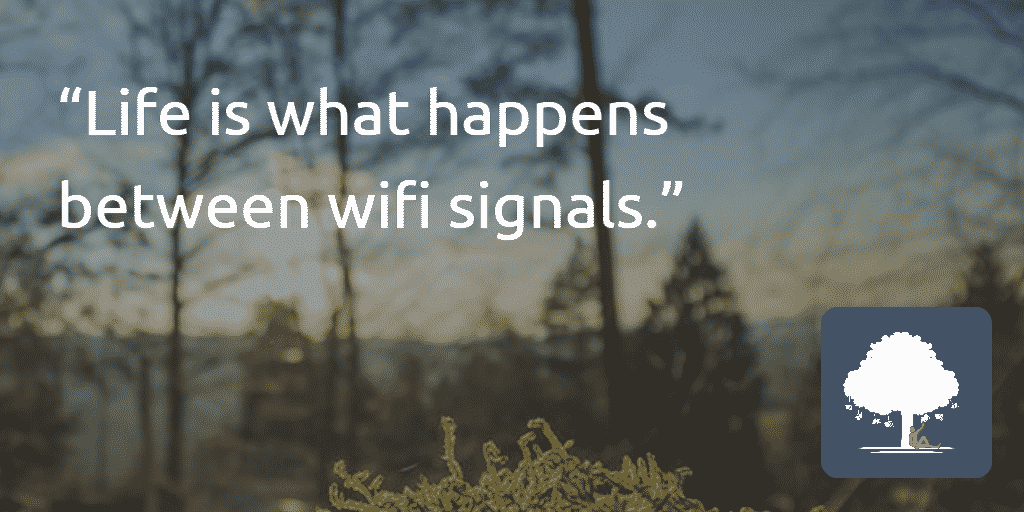 Disconnect. Life is what happens between wifi signals.