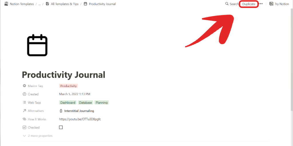 Never Productive How To Duplicate A Notion Template 